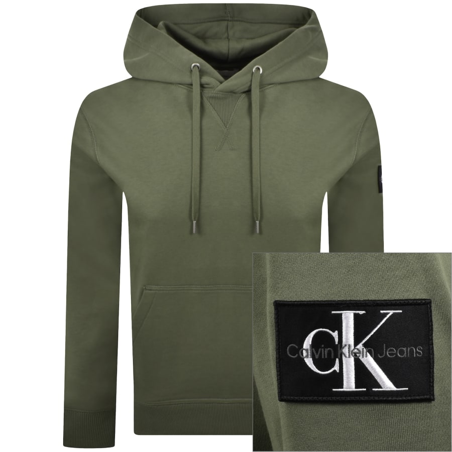 Image number 1 for Calvin Klein Jeans Badge Hoodie Green