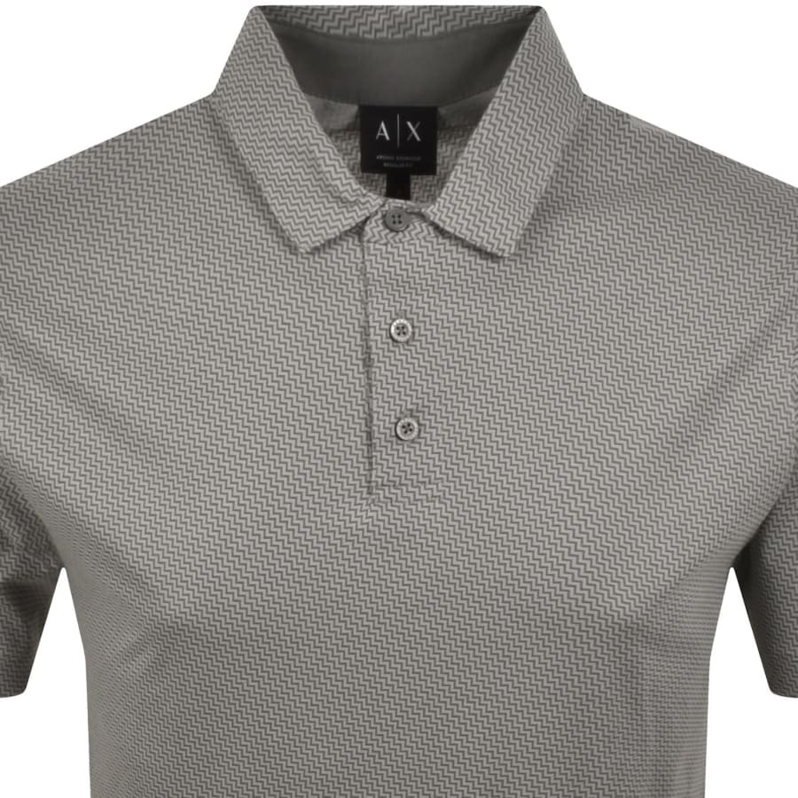 Image number 2 for Armani Exchange Patterned Polo T Shirt Grey