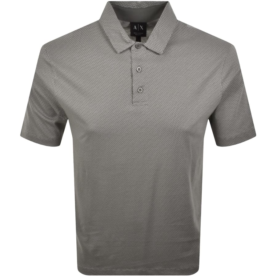 Image number 1 for Armani Exchange Patterned Polo T Shirt Grey