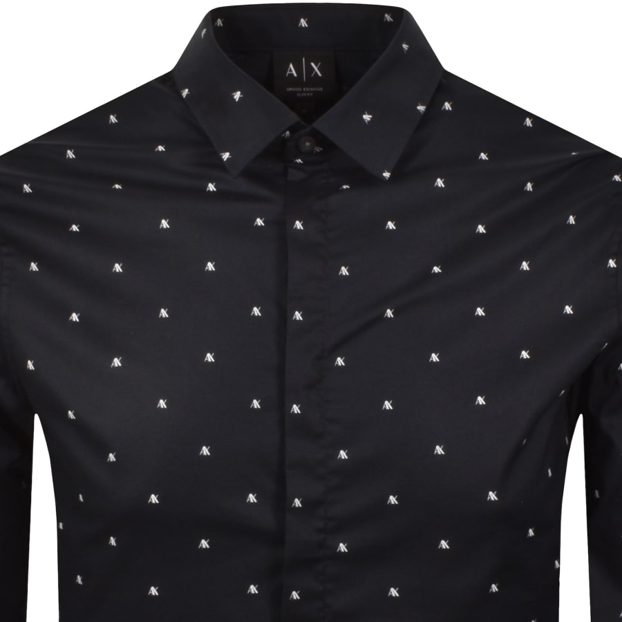 Image number 2 for Armani Exchange Long Sleeve Shirt Navy