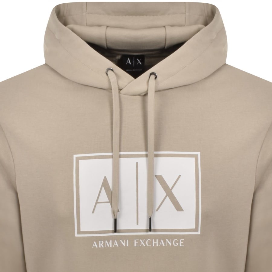 Image number 2 for Armani Exchange Logo Hoodie Beige