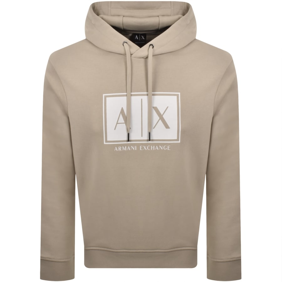Image number 1 for Armani Exchange Logo Hoodie Beige