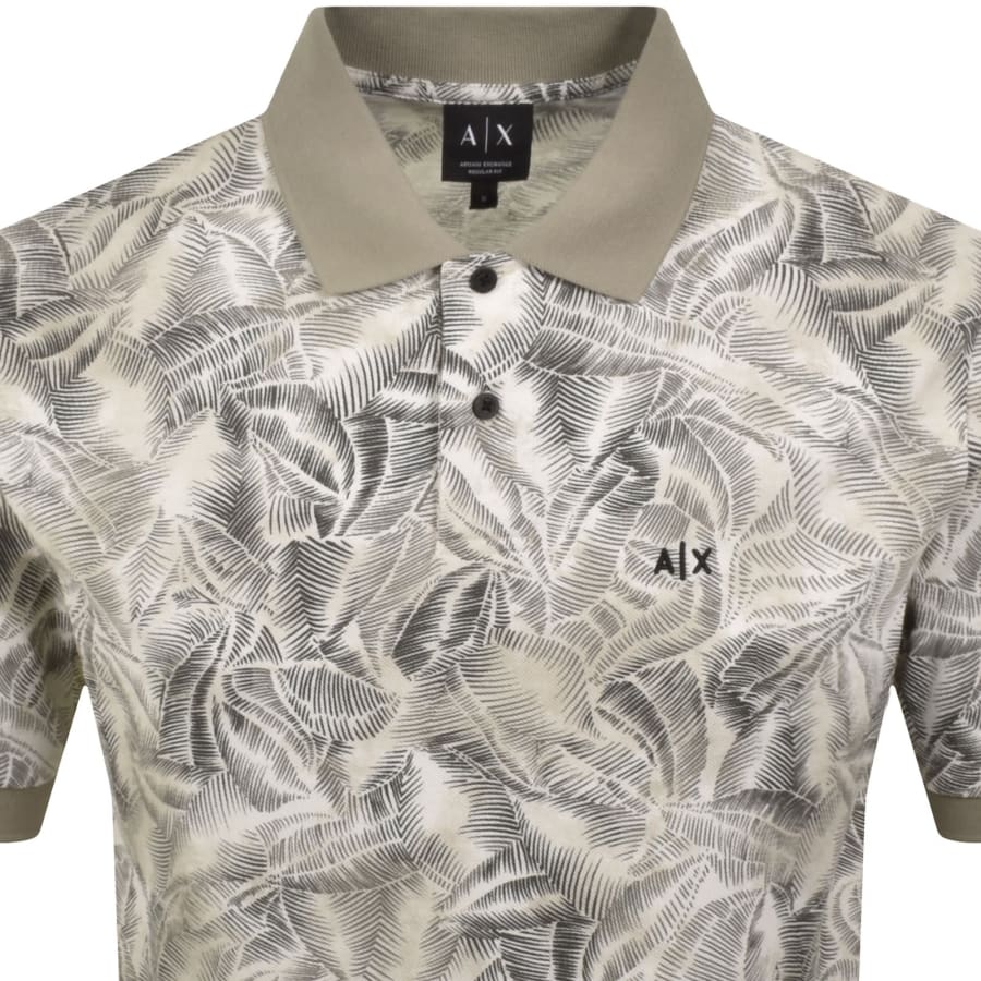 Image number 2 for Armani Exchange Patterned Polo T Shirt Cream
