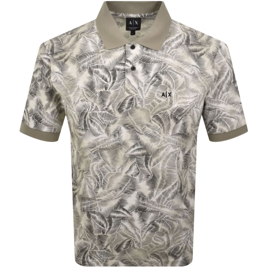 Image number 1 for Armani Exchange Patterned Polo T Shirt Cream