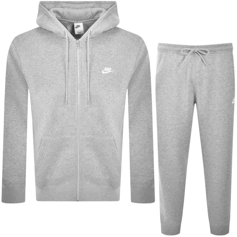 Image number 1 for Nike Club Hooded Tracksuit Grey