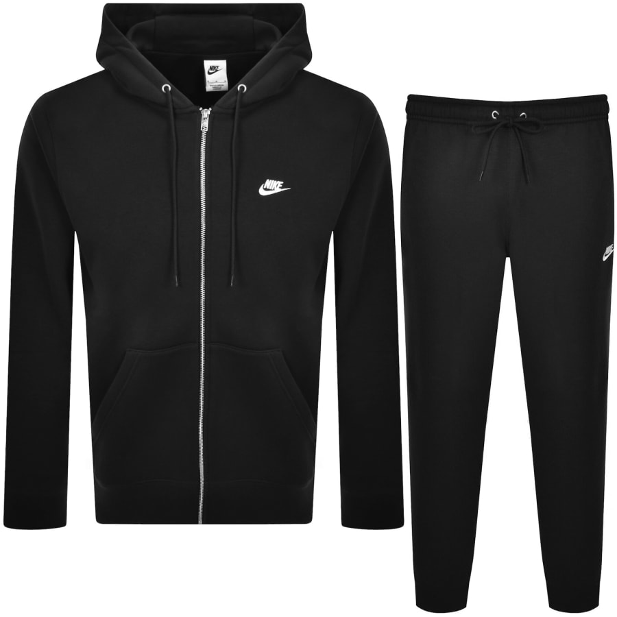 Image number 1 for Nike Club Hooded Tracksuit Black