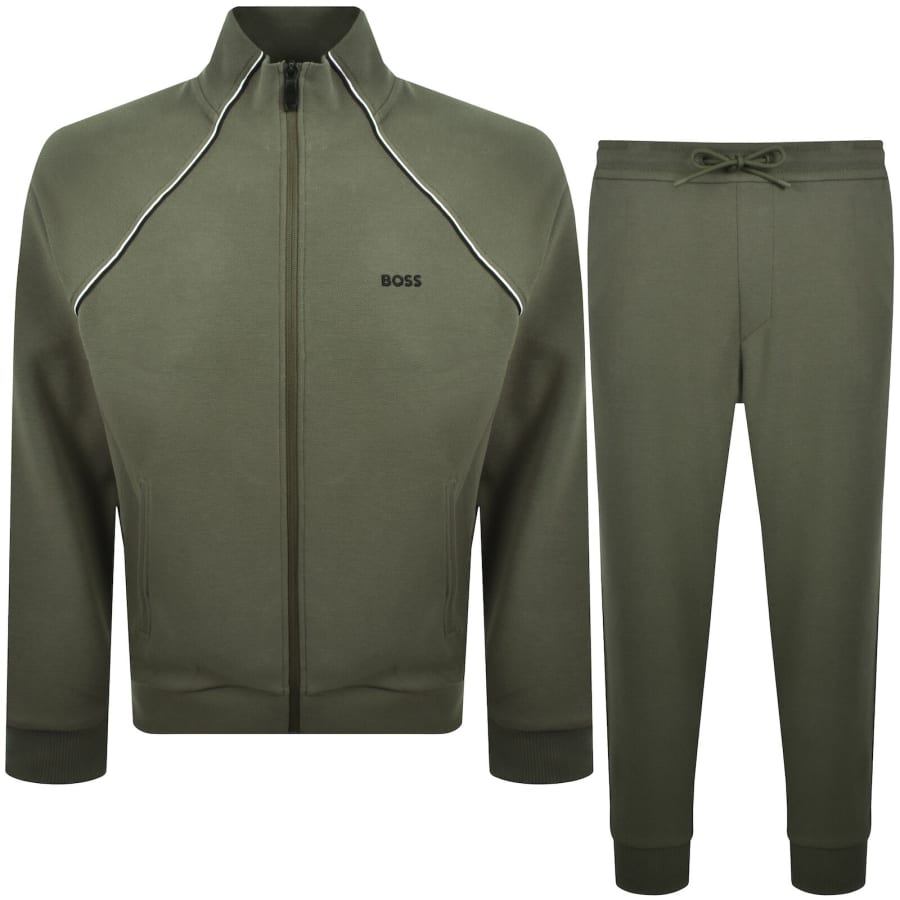 Image number 1 for BOSS Contrast Piping Tracksuit Set Green