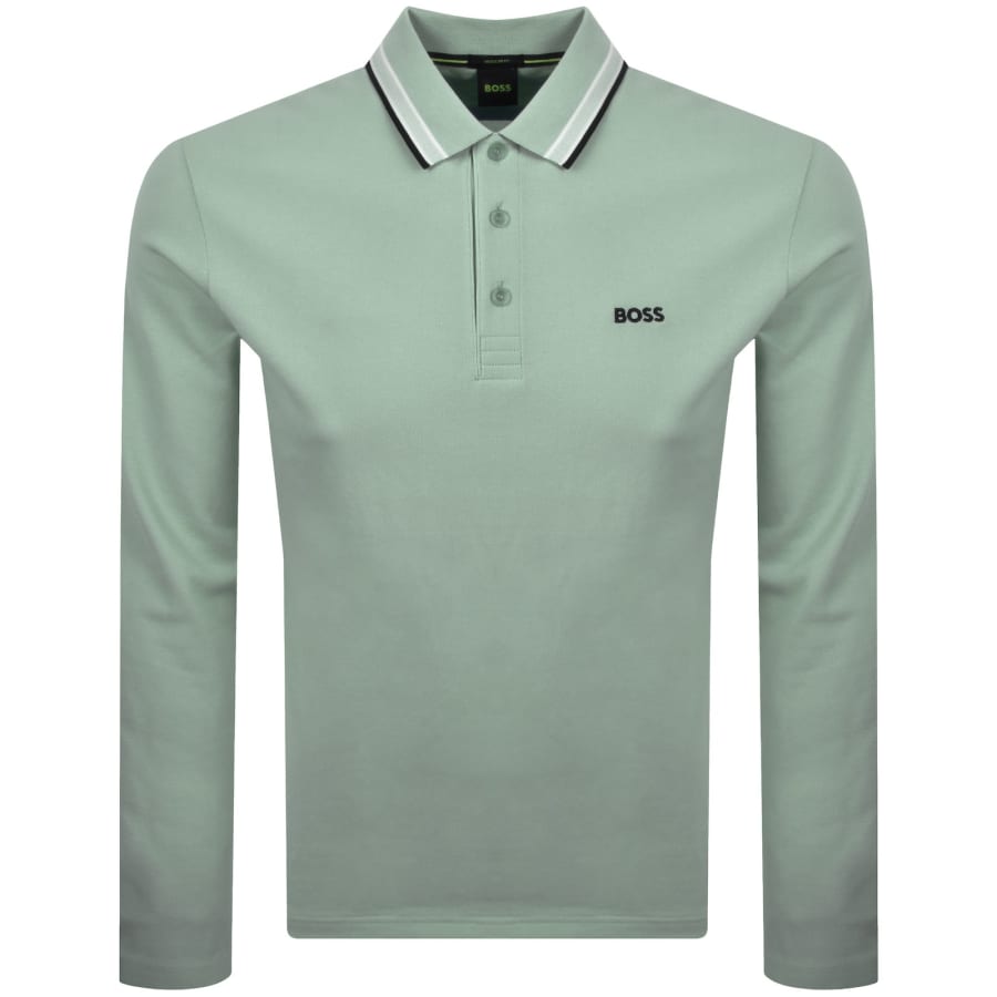Image number 1 for BOSS Plisy Long Sleeve Polo Green