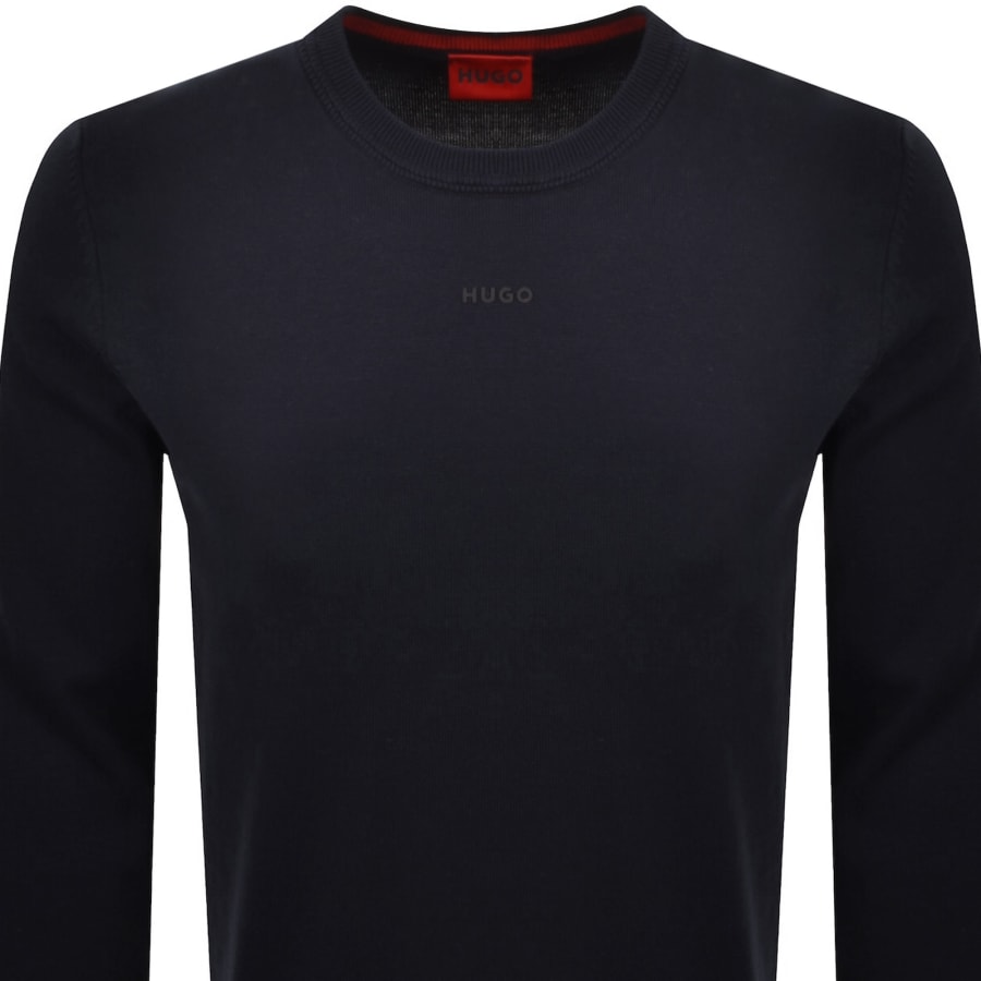 Image number 2 for HUGO San Cassius Knit Jumper Navy