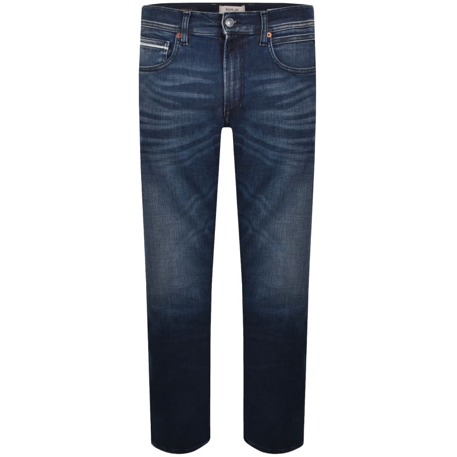 Image number 2 for Replay Grover Straight Jeans Dark Wash Blue