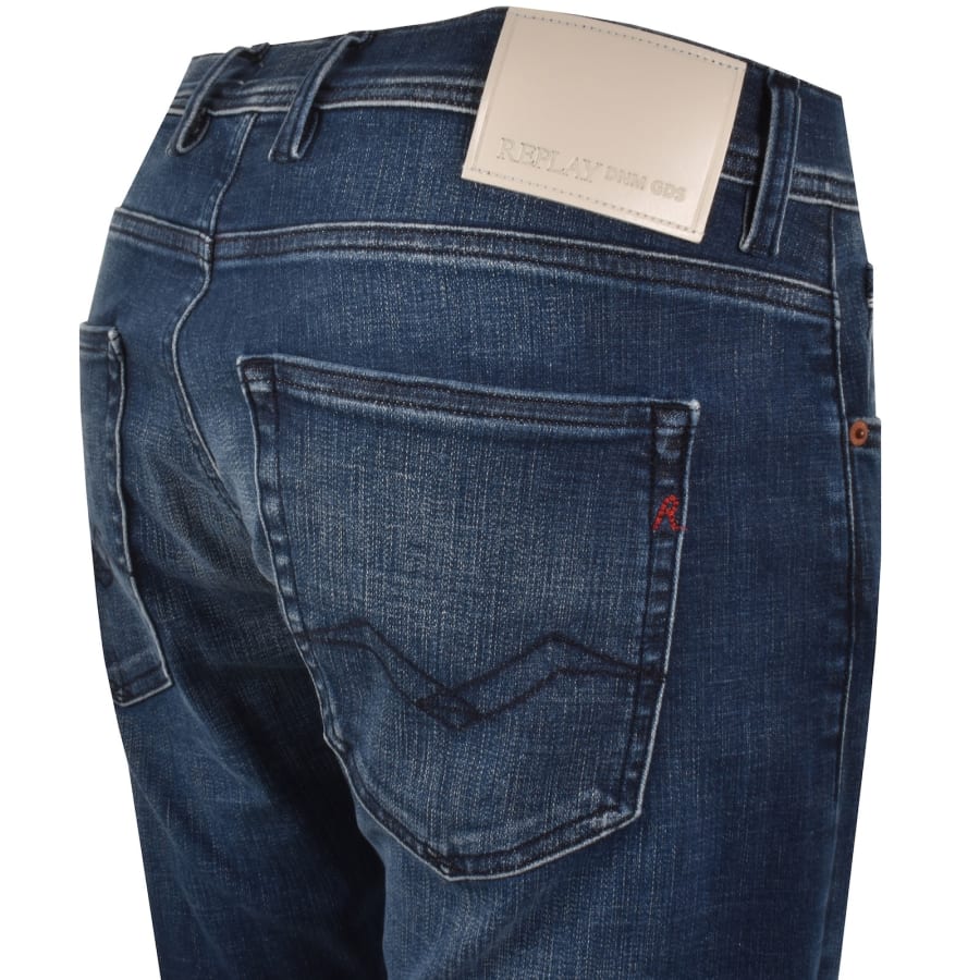 Image number 4 for Replay Grover Straight Jeans Dark Wash Blue