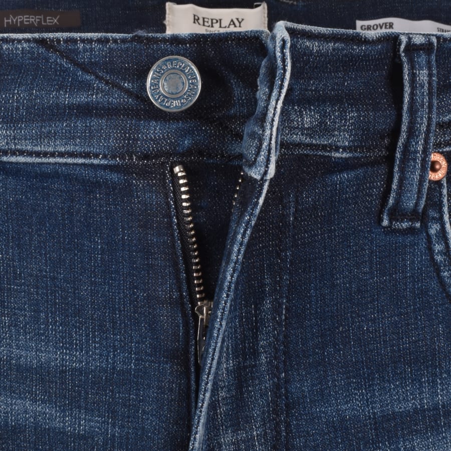Image number 5 for Replay Grover Straight Jeans Dark Wash Blue