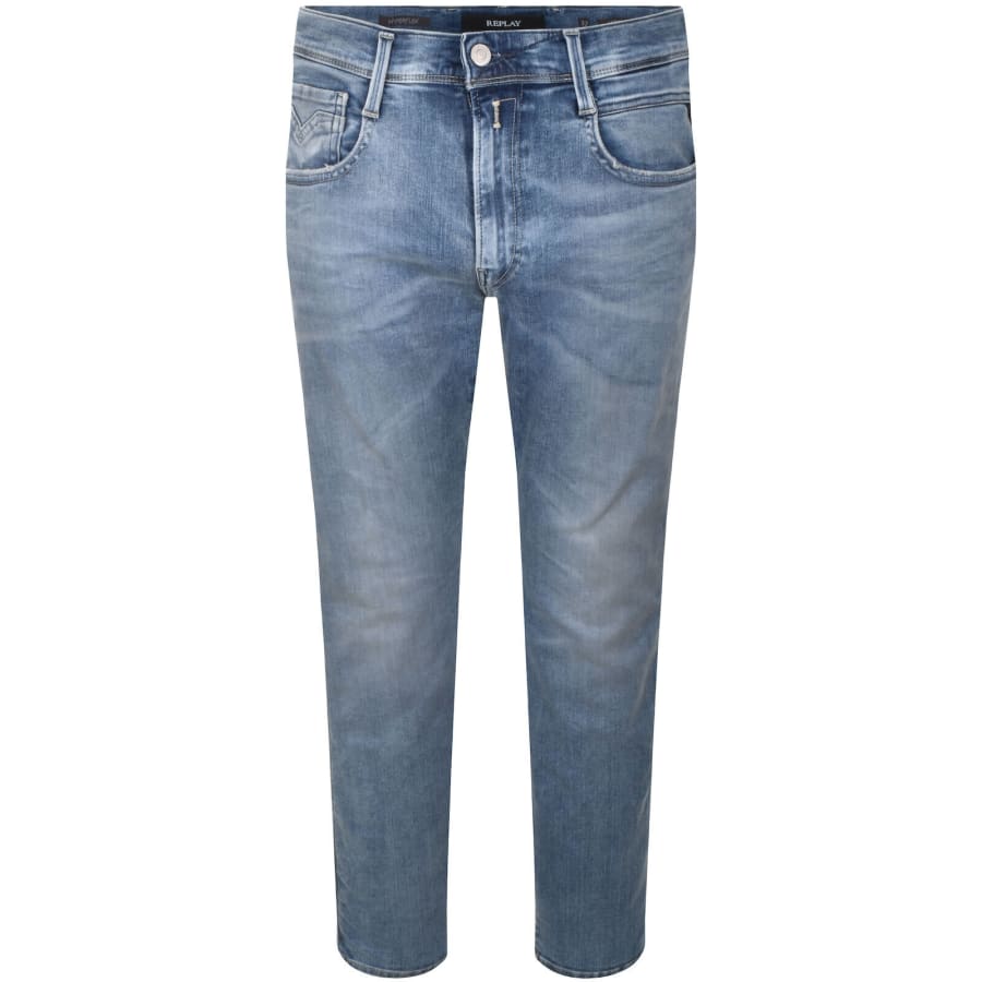 Image number 2 for Replay Anbass Slim Fit Jeans Light Wash Blue