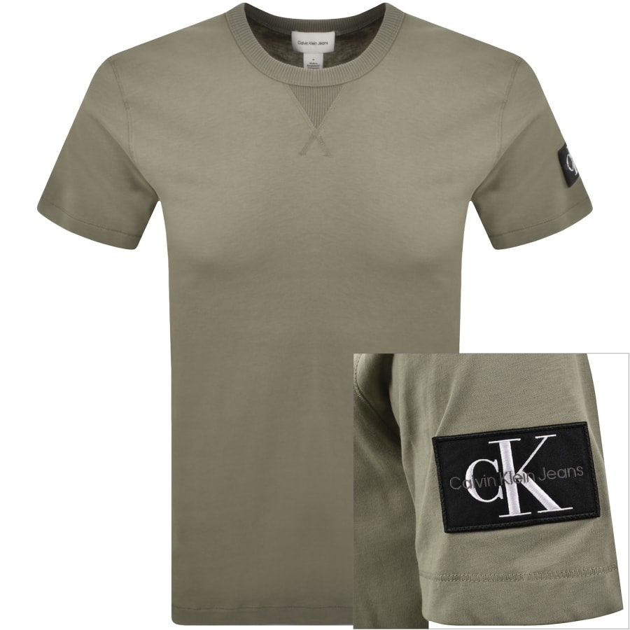 Image number 1 for Calvin Klein Jeans Badge T Shirt Khaki