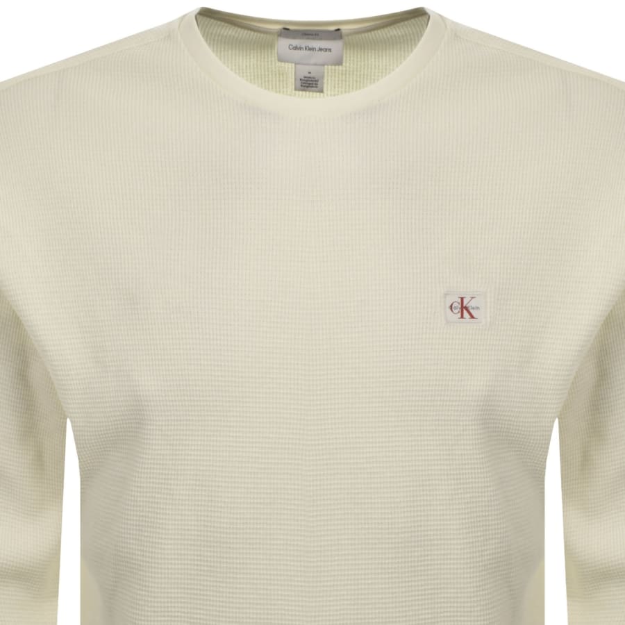 Image number 2 for Calvin Klein Jeans Waffle T Shirt Calico Cream