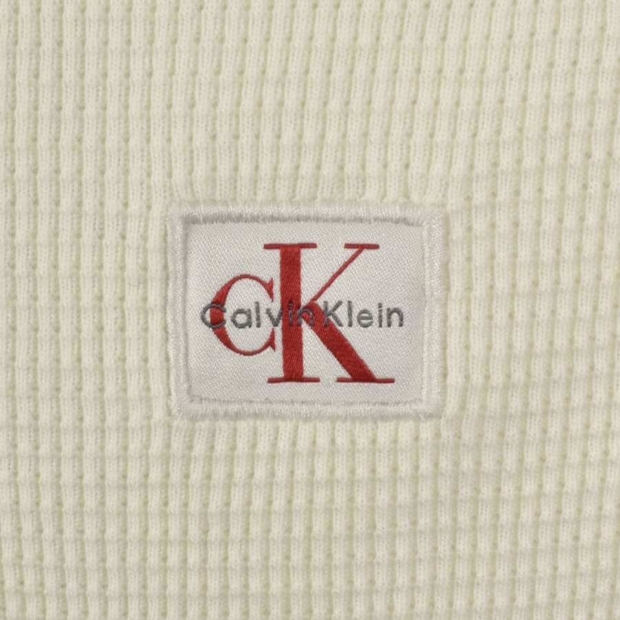 Image number 3 for Calvin Klein Jeans Waffle T Shirt Calico Cream