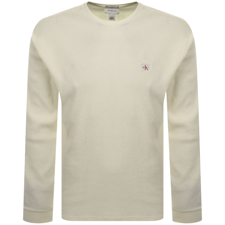 Image number 1 for Calvin Klein Jeans Waffle T Shirt Calico Cream