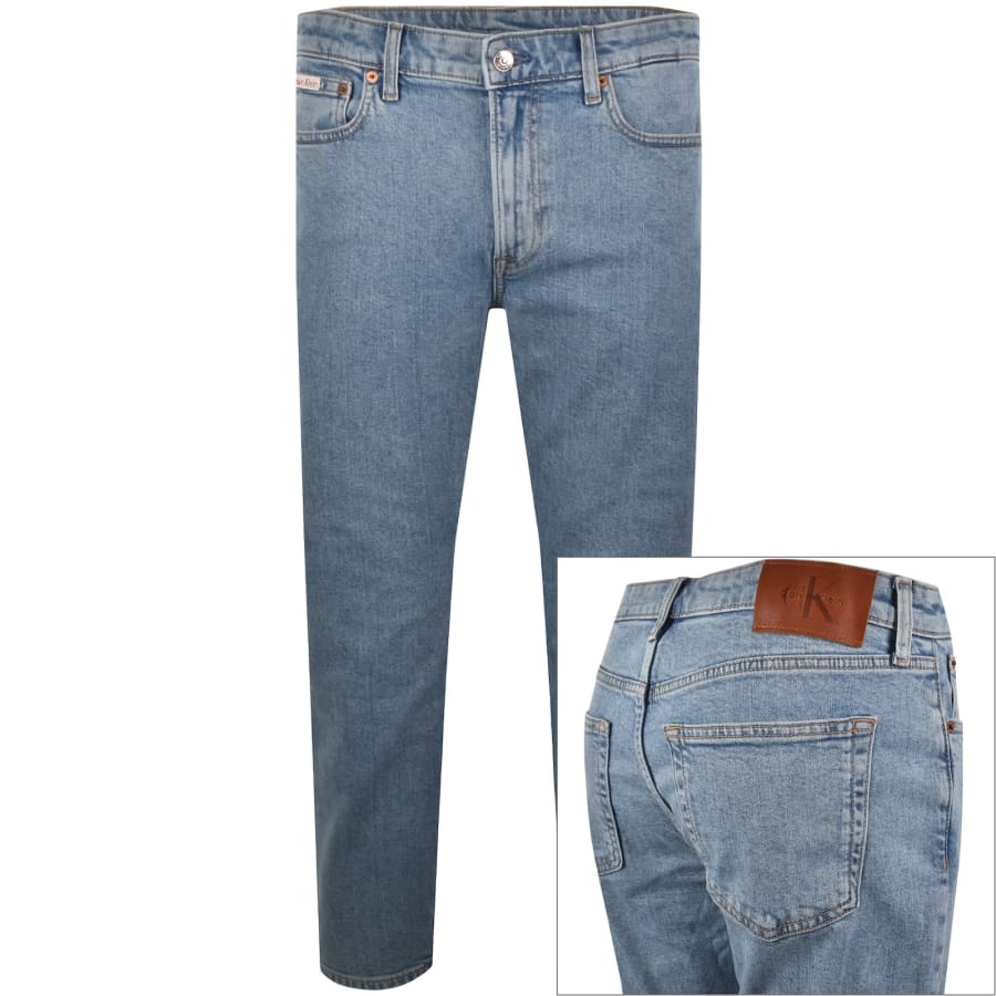 Image number 1 for Calvin Klein Slim Taper Jeans Light Wash Blue