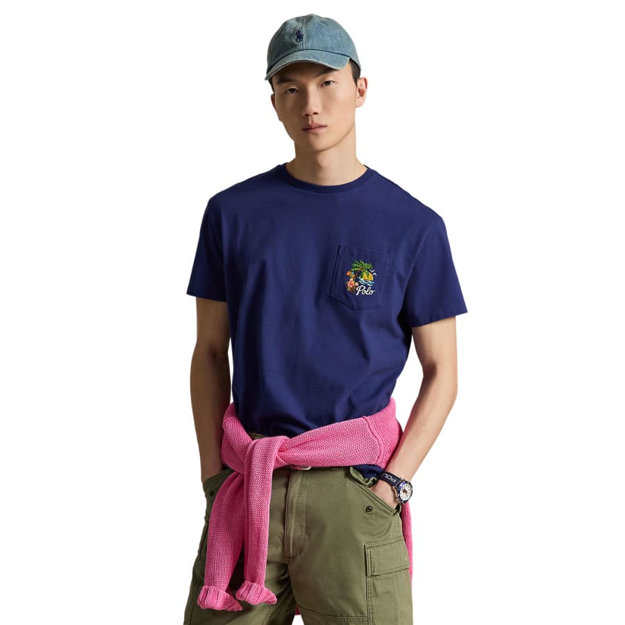 Image number 5 for Ralph Lauren Embroidered T Shirt Blue