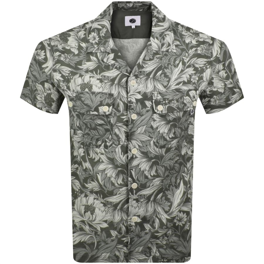 Image number 1 for Pretty Green Bostall Printed Shirt Green