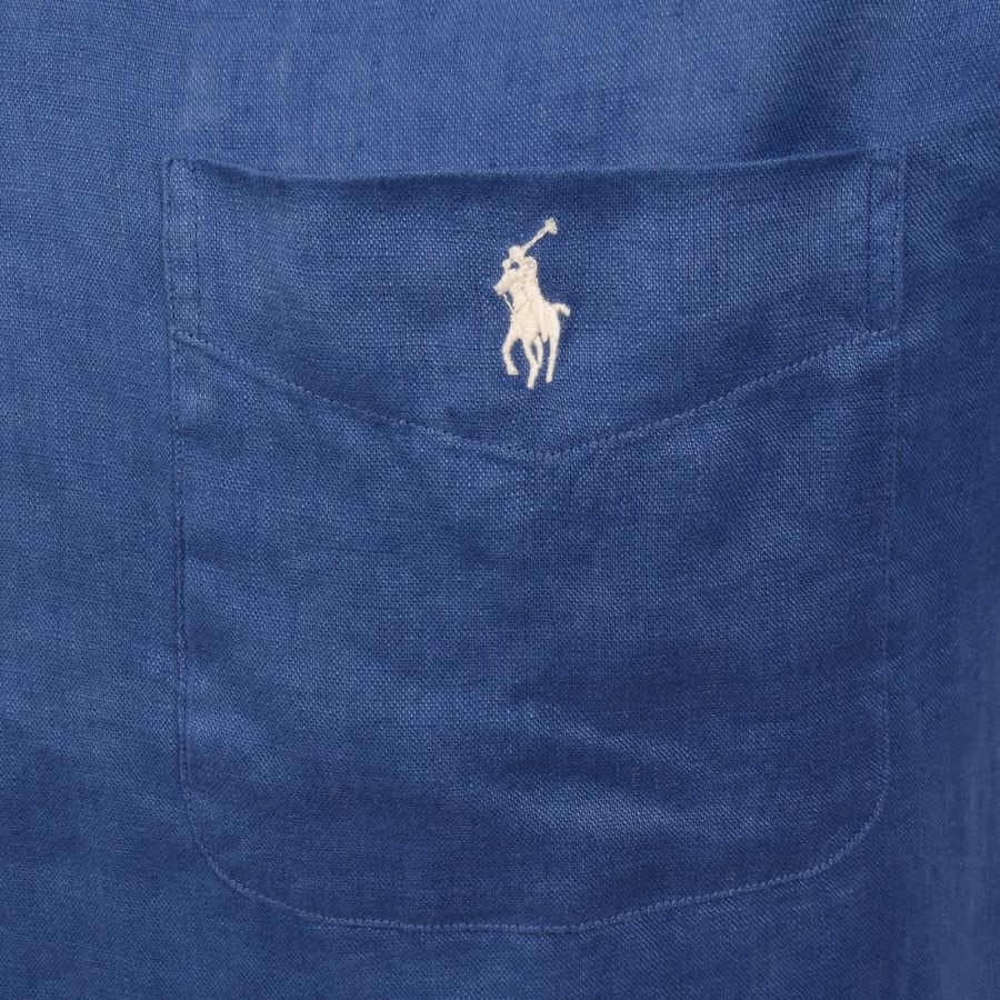 Image number 3 for Ralph Lauren Linen Short Sleeve Shirt Blue