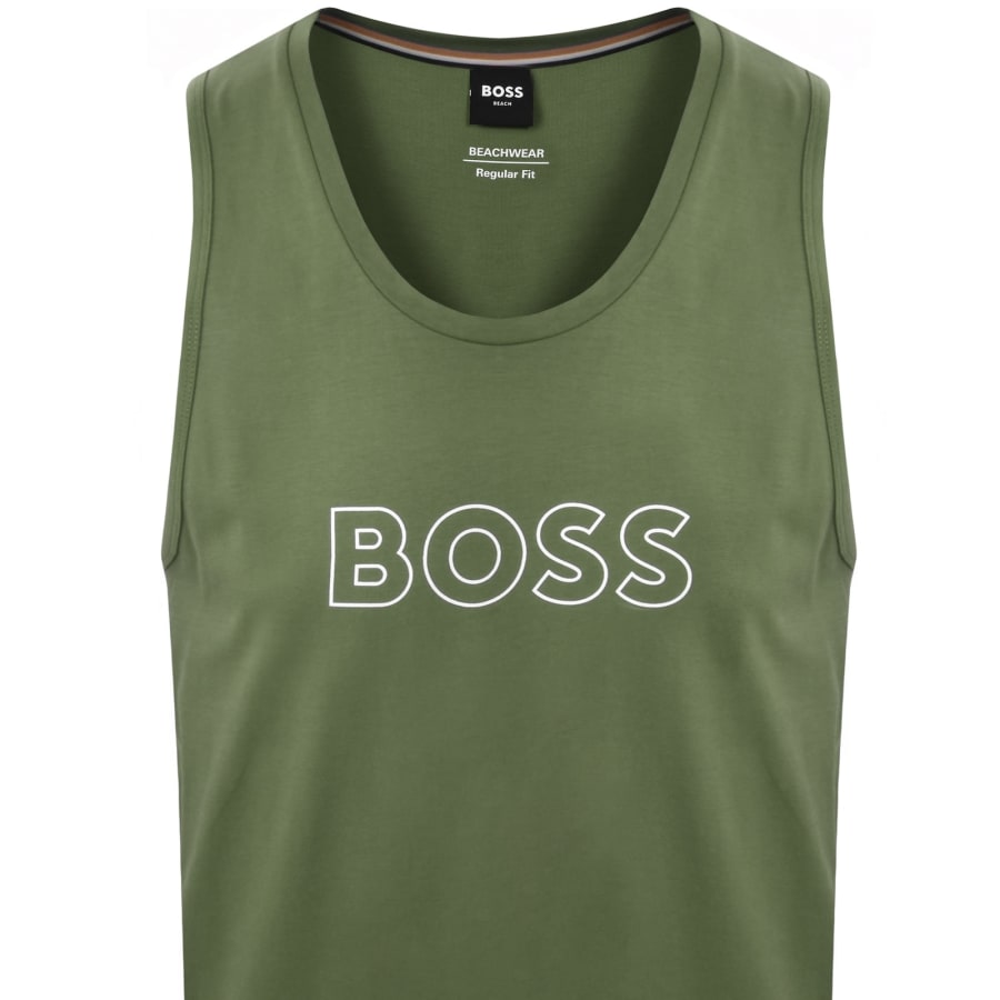 Image number 2 for BOSS Beach Vest Open Green