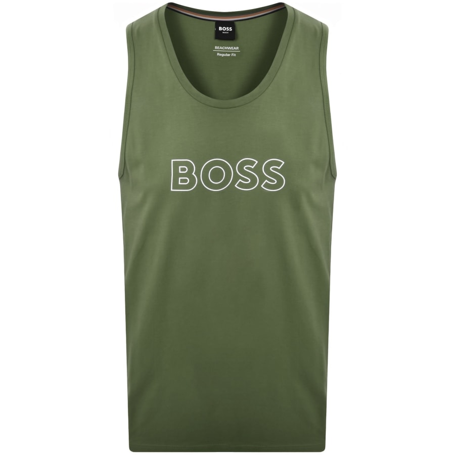 Image number 1 for BOSS Beach Vest Open Green