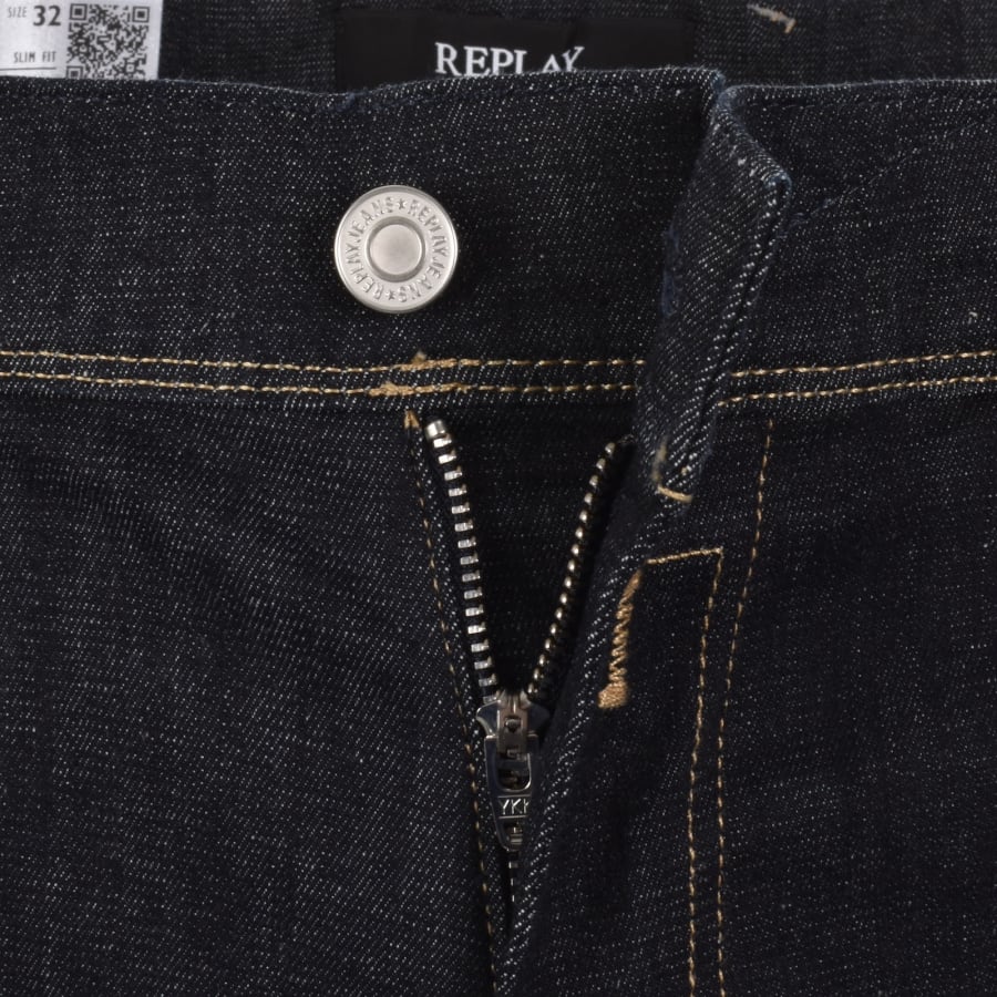 Image number 5 for Replay Anbass Slim Fit Jeans Dark Wash Blue