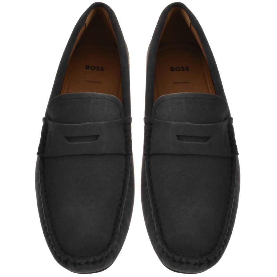 Image number 3 for BOSS Noel Moccasin Shoes Dark Grey