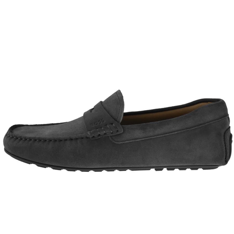 Image number 1 for BOSS Noel Moccasin Shoes Dark Grey