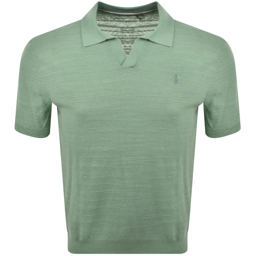 Image number 1 for Ralph Lauren Textured Knit Polo T Shirt Green