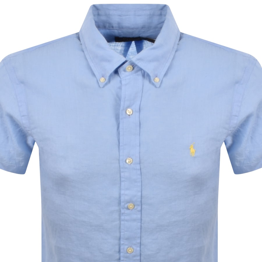 Image number 2 for Ralph Lauren Linen Short Sleeve Shirt Blue
