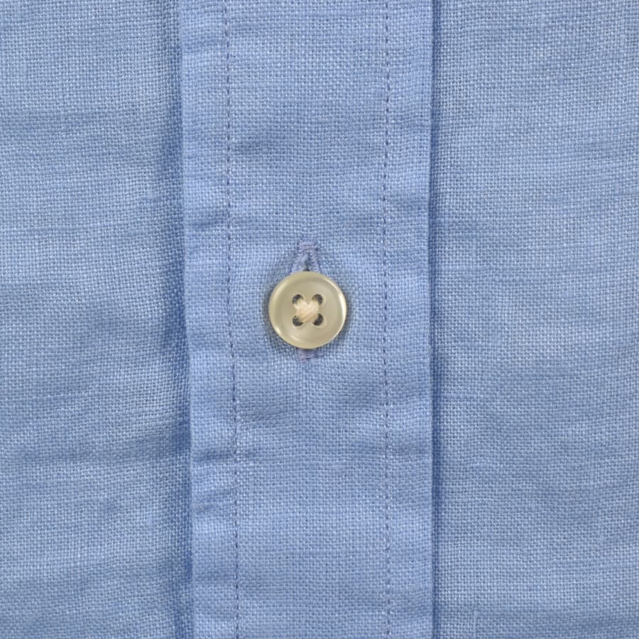 Image number 4 for Ralph Lauren Linen Short Sleeve Shirt Blue