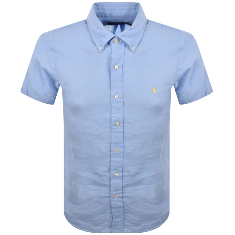 Image number 1 for Ralph Lauren Linen Short Sleeve Shirt Blue
