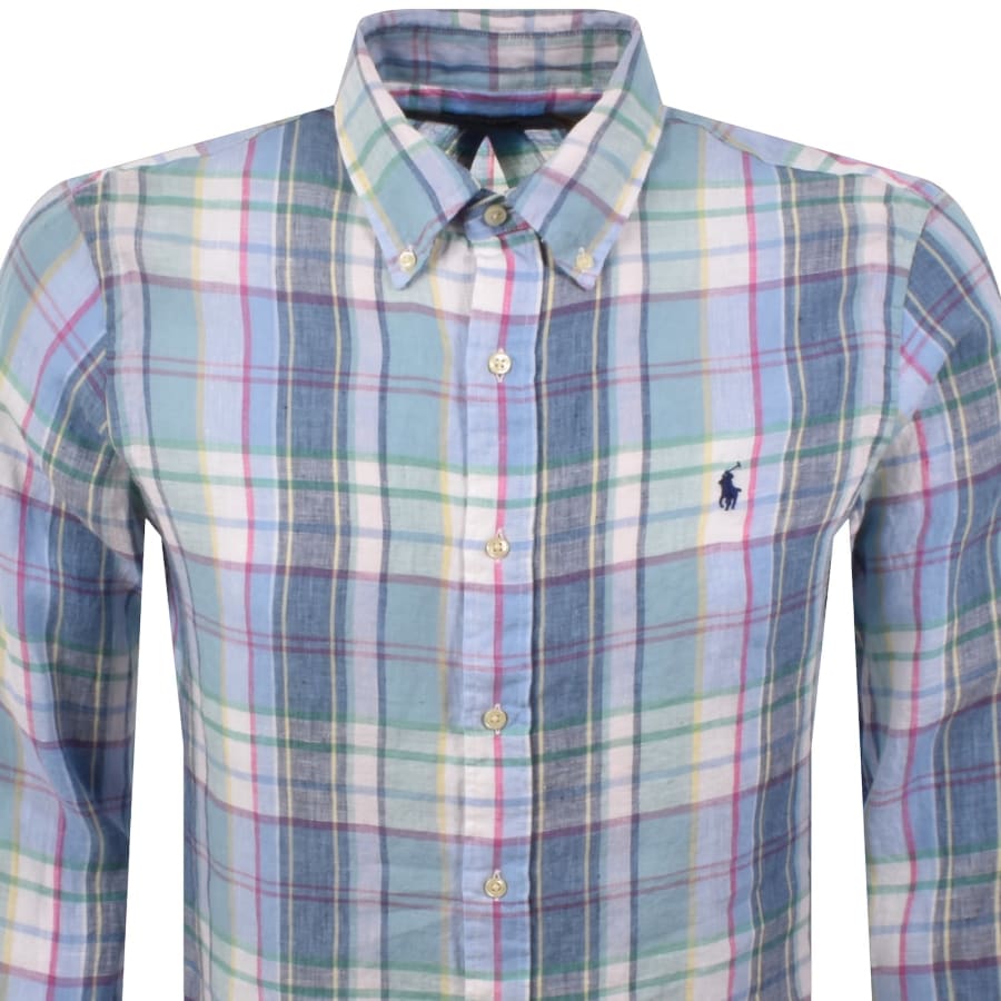Image number 2 for Ralph Lauren Linen Long Sleeve Shirt Blue