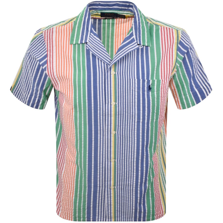 Image number 1 for Ralph Lauren Wrinkled Stripe Shirt Blue