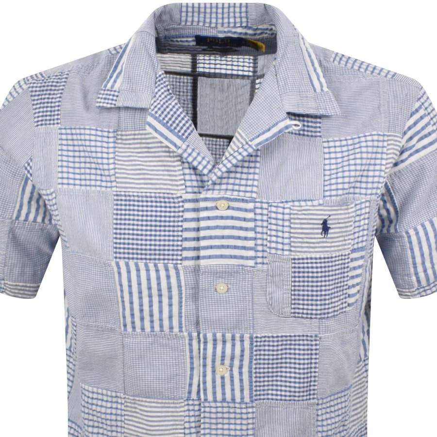 Image number 2 for Ralph Lauren Wrinkled Patchwork Shirt Blue