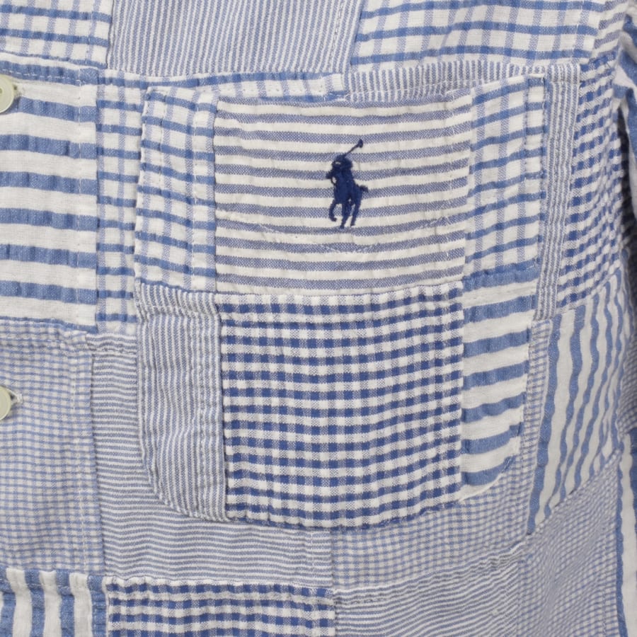 Image number 3 for Ralph Lauren Wrinkled Patchwork Shirt Blue