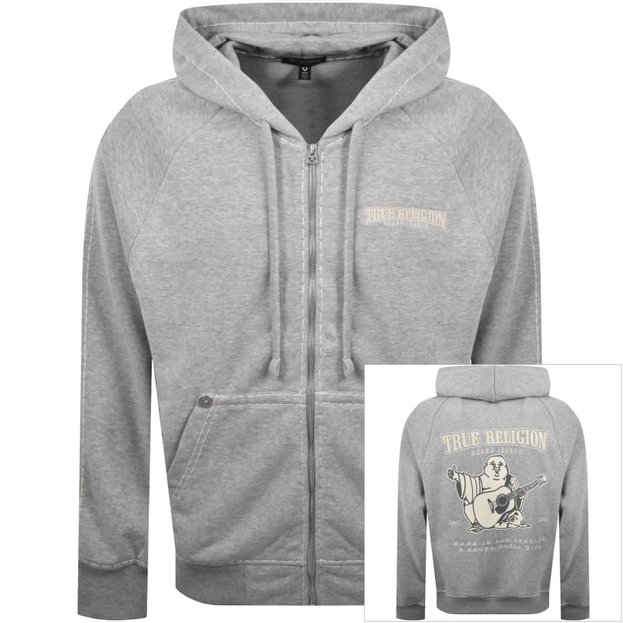Image number 1 for True Religion Full Zip Hoodie Grey