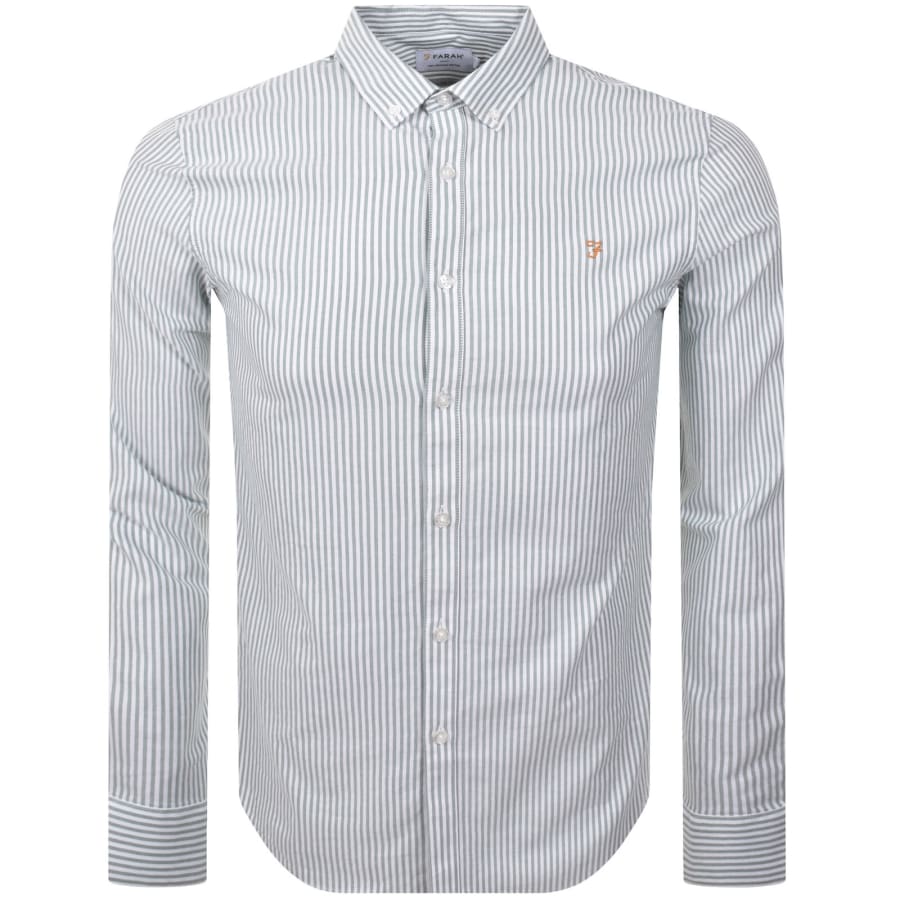 Image number 1 for Farah Vintage Brewer Long Sleeve Shirt Green