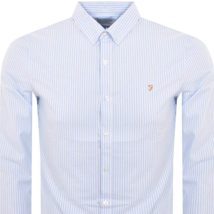 Image number 2 for Farah Vintage Brewer Long Sleeve Shirt Blue