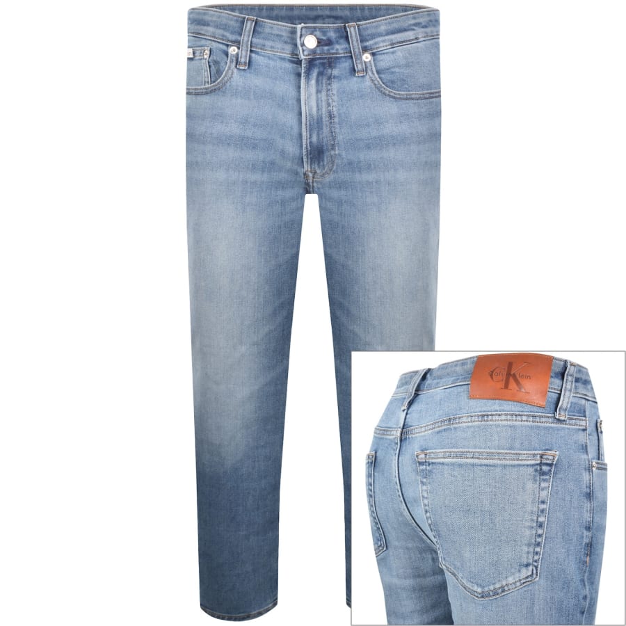 Image number 1 for Calvin Klein Slim Straight Jeans Blue