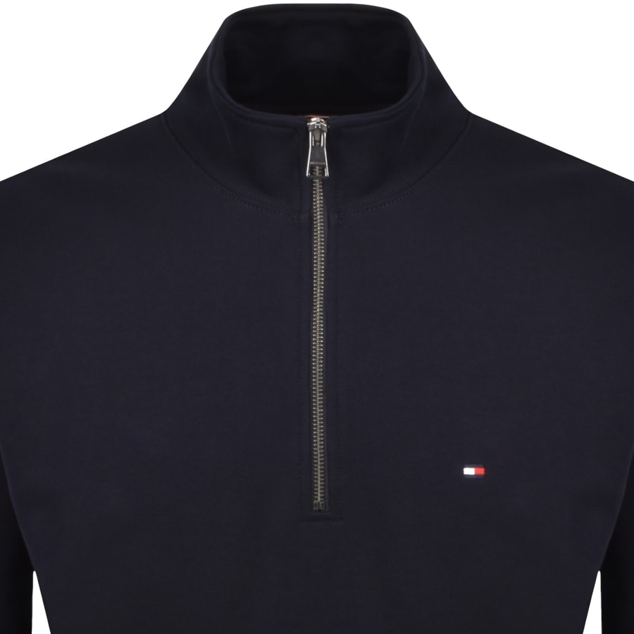 Image number 2 for Tommy Hilfiger Logo QZ Sweatshirt Navy