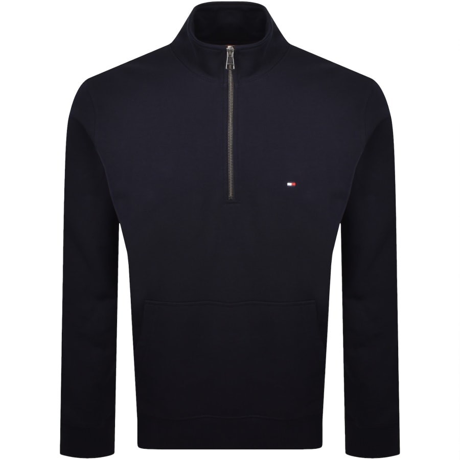 Image number 1 for Tommy Hilfiger Logo QZ Sweatshirt Navy