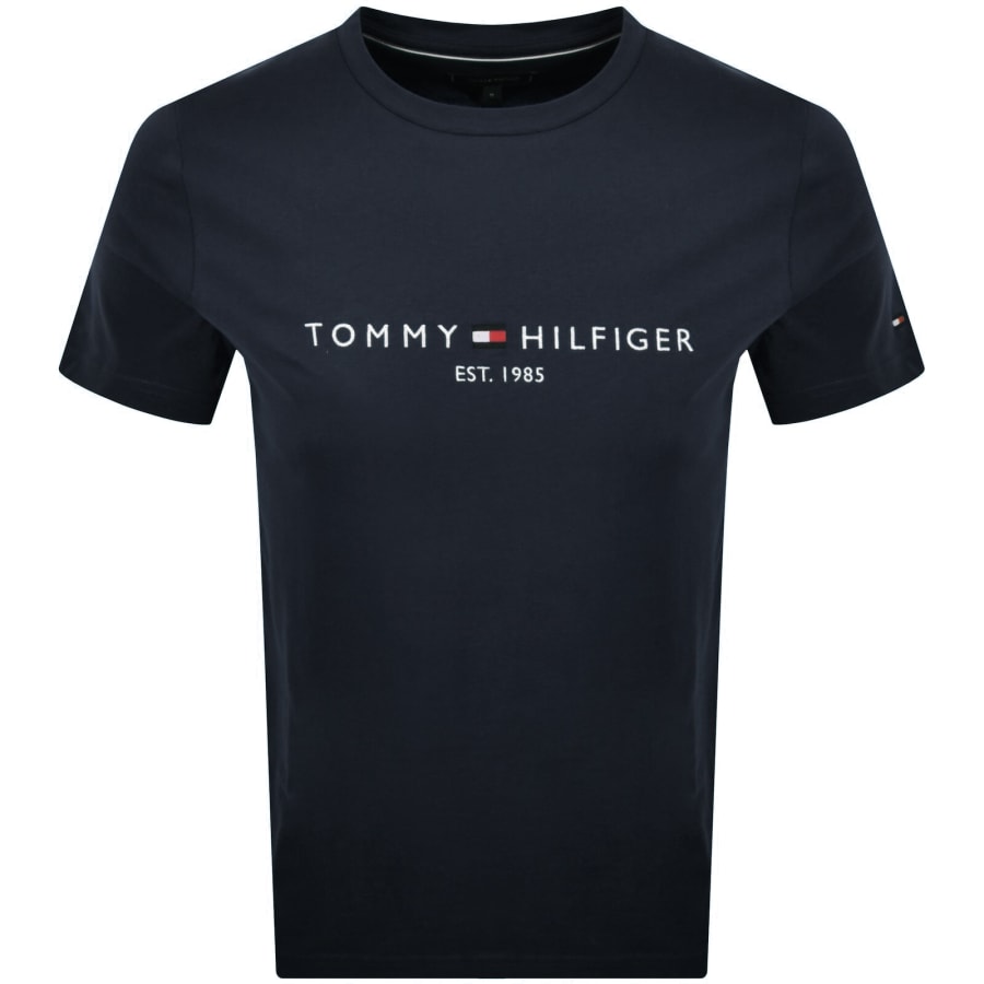 Image number 1 for Tommy Hilfiger Logo Slim Fit T Shirt Navy