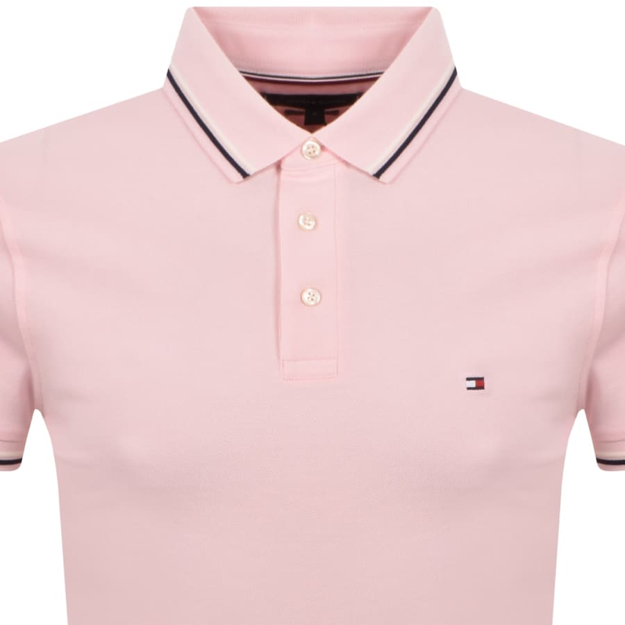 Image number 2 for Tommy Hilfiger Tipped Polo T Shirt Pink