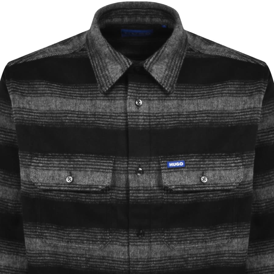 Image number 2 for HUGO Blue Ebolt Check Overshirt Black