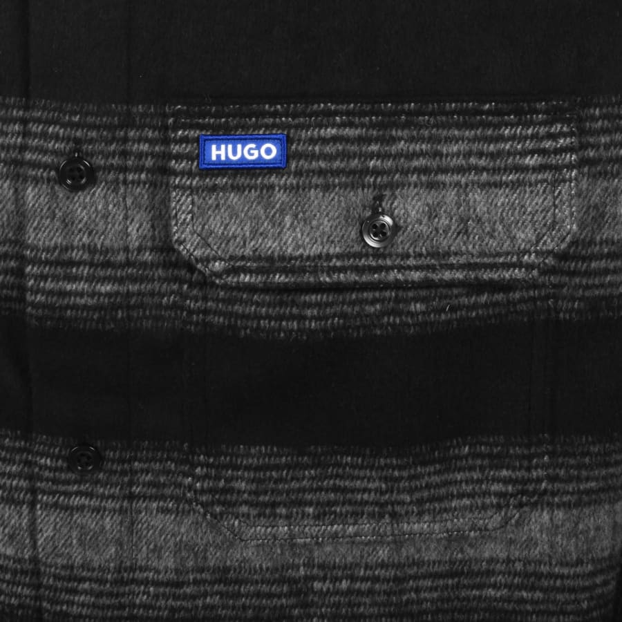 Image number 3 for HUGO Blue Ebolt Check Overshirt Black