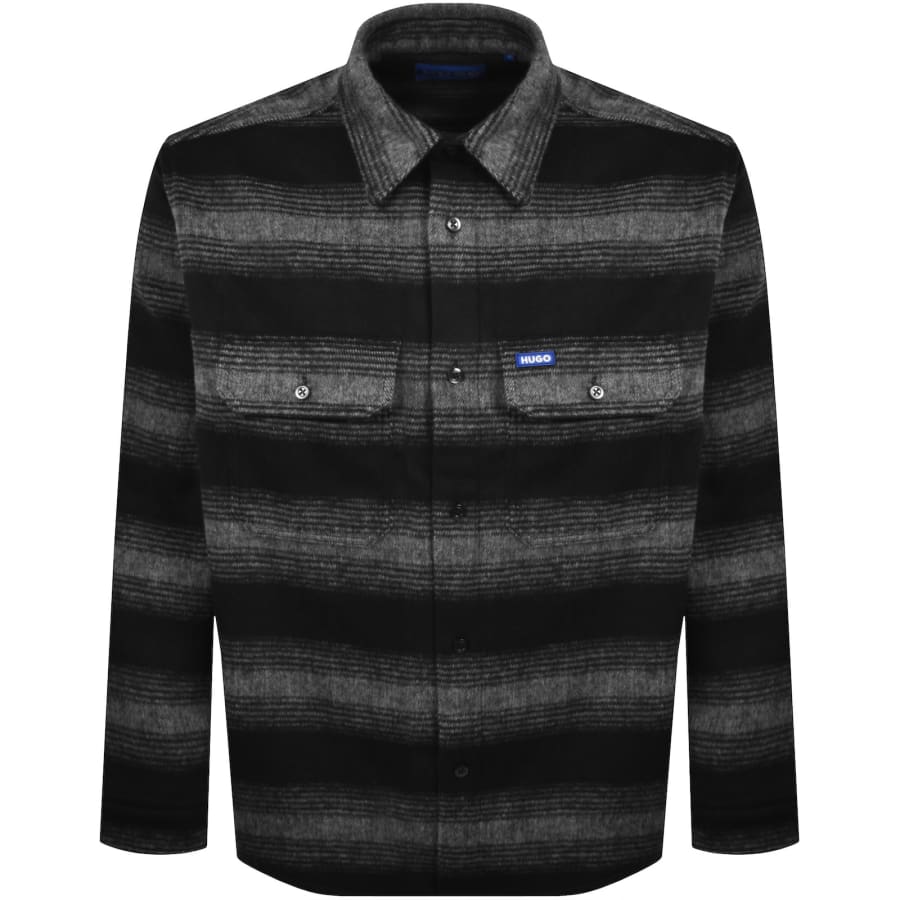 Image number 1 for HUGO Blue Ebolt Check Overshirt Black