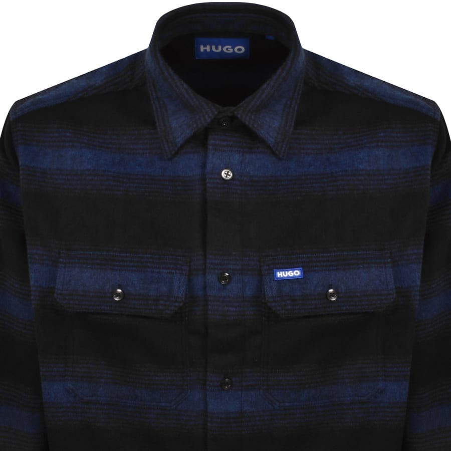 Image number 2 for HUGO Blue Ebolt Check Overshirt Blue